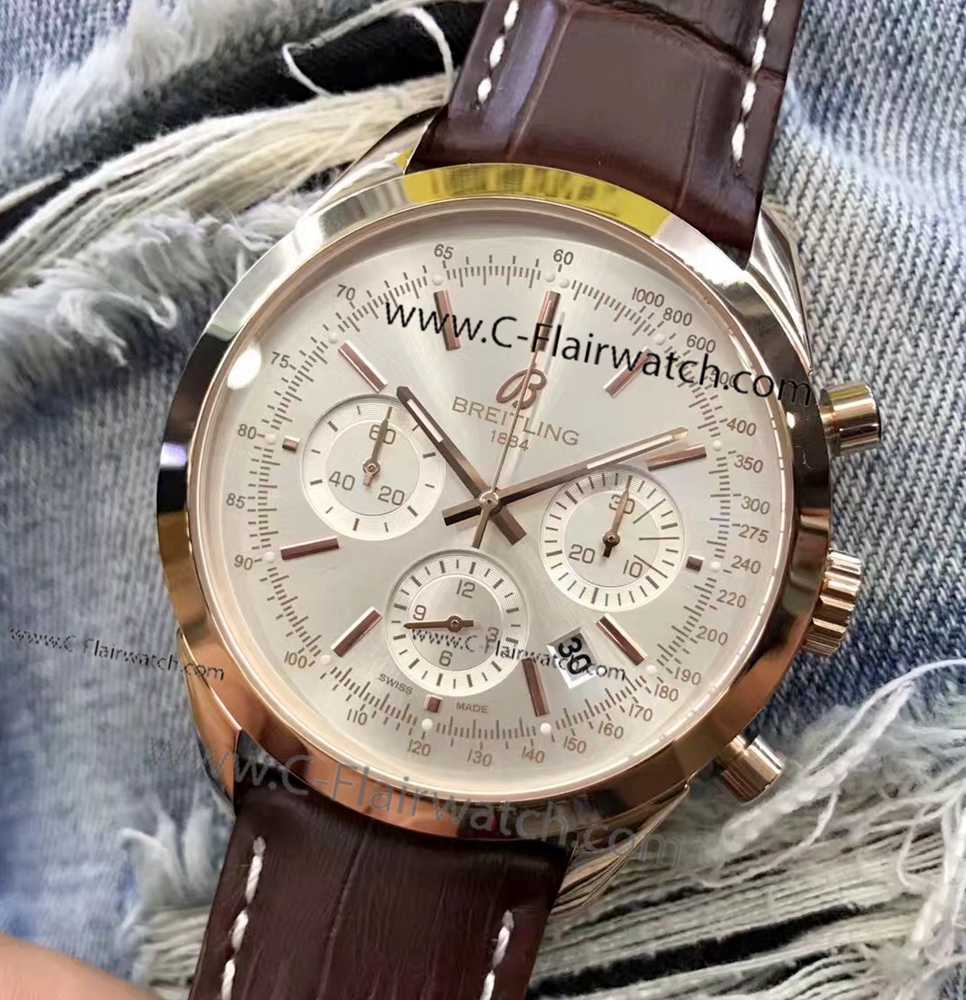 AAA Japan Grade Breitling Rose Gold Transocean Watch Copy 46mm